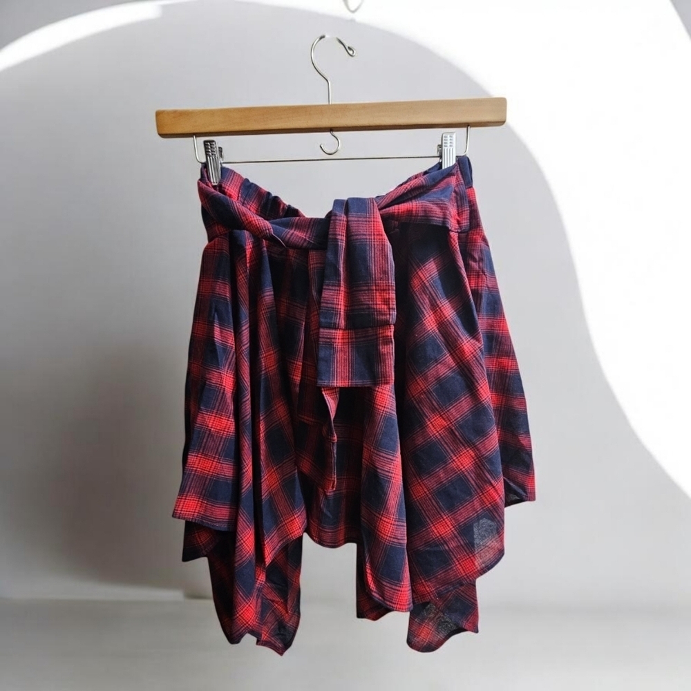 Plaid Red and Blue Women's Fairy Core Skirt - Picture 2 of 6